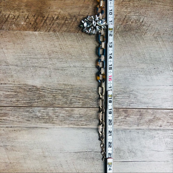 Vintage Tortoiseshell Large Link Necklace w/ faux Diamonds, Preppy Y2K, Wedding - Picture 7 of 8